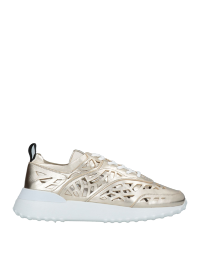 TOD'S TOD'S WOMAN SNEAKERS GOLD SIZE 11 SOFT LEATHER 
