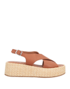 OROSCURO OROSCURO WOMAN ESPADRILLES TAN SIZE 10 SOFT LEATHER