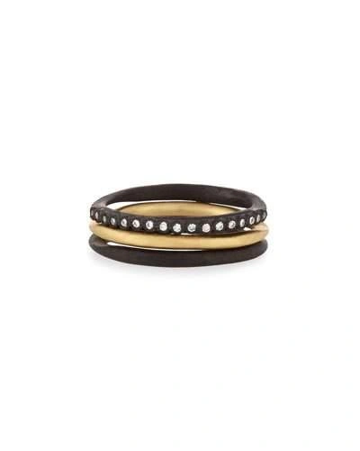 Armenta Old World Midnight Stacking Rings, Set Of Three In Gold