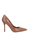 Jeffrey Campbell Trixy Pumps In Camel Patent Leather