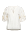 Chloé Chloe Ladies Iconic Milk Linen Silk Canvas Puff-sleeve Blouse In White