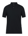 Alpha Studio Man Polo Shirt Black Size 40 Mulberry Silk, Cotton