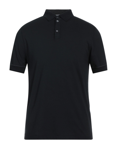 Alpha Studio Man Polo Shirt Black Size 40 Mulberry Silk, Cotton