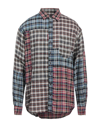 Dsquared2 Red And Blue Linen Check Mix Shirt In Brown