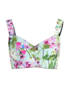 Dolce & Gabbana Floral-print Cotton-blend Poplin Bustier Top In Blue