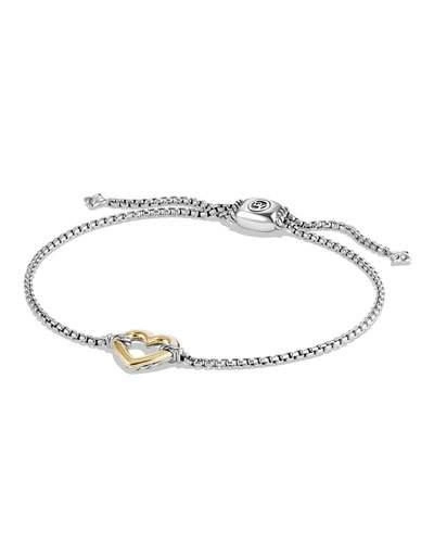 David Yurman Cable Collectibles Heart Station Bracelet With 18k Gold In Silver/gold