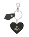 VIVIENNE WESTWOOD VIVIENNE WESTWOOD GRAIN LEATHER MIRROR HEART ORB WOMAN KEY RING DARK GREEN SIZE - IRON, SOFT LEATHER