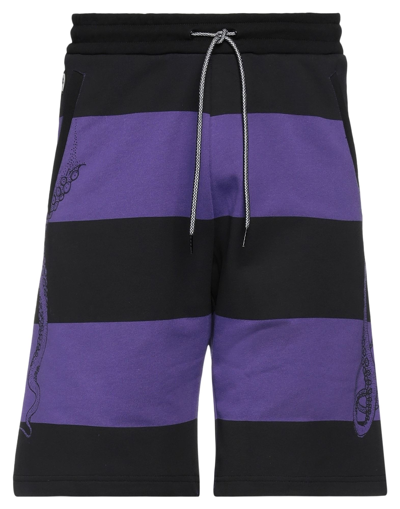 Octopus Man Shorts & Bermuda Shorts Dark Purple Size L Cotton