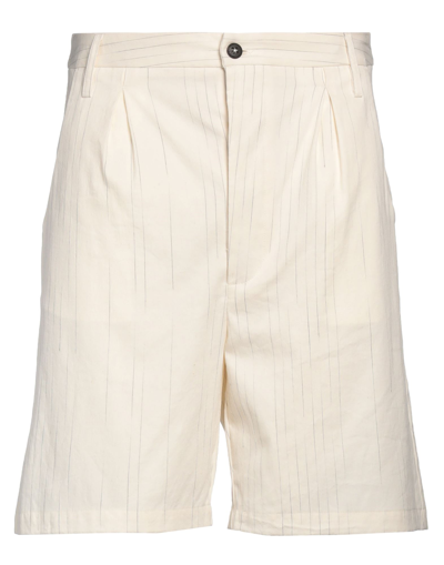 Nostrasantissima Man Shorts & Bermuda Shorts Ivory Size 38 Cotton, Linen In White