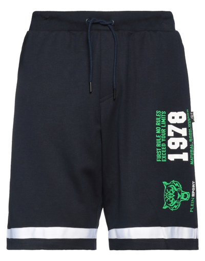 Plein Sport Man Shorts & Bermuda Shorts Midnight Blue Size S Cotton, Polyester