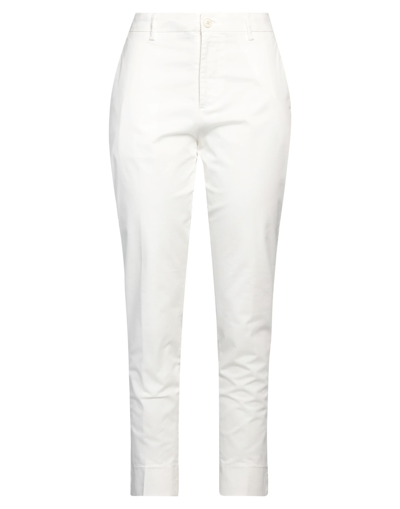 People (+)  Woman Pants White Size 10 Cotton, Elastane