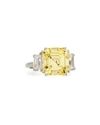 FANTASIA BY DESERIO CANARY ASSCHER CUBIC ZIRCONIA RING, 13.00 TCW,PROD181400174