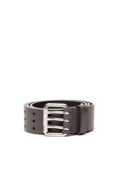 Diesel Punched Triple-prong Buckle Belt In Grigio
