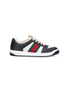 Gucci Screener Web Stripe Lace-up Sneakers In Nero