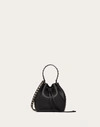 Valentino Garavani Rockstud Grainy Calfskin Bucket Bag Woman Black Uni