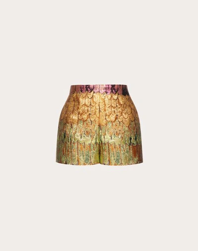 Valentino Golden Wings Multicolour Brocade Shorts Woman Multicoloured 46