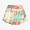 ZIMMERMANN GIRLS PATCH PAINTED FLORAL COTTON SKIRT