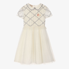 GUCCI TEEN GIRLS IVORY SEQUIN TULLE DRESS
