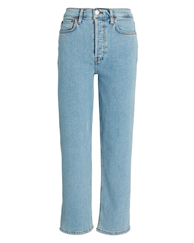 Re/done 70s Stove Pipe Ankle Crop Jeans In Denim