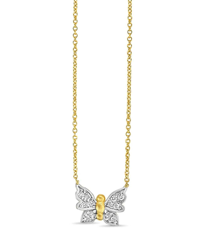 Tanya Farah Tree Of Life Diamond Butterfly Necklace In Gold