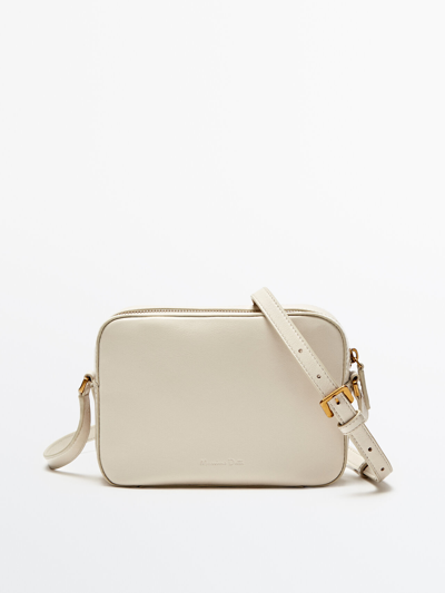 Massimo Dutti Leather Bag For Camera In Cream