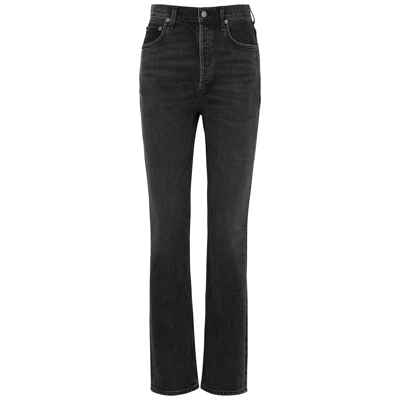 Agolde Freya High-rise Slim Jeans In Black