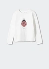 MANGO PRINTED LONG SLEEVE T-SHIRT OFF WHITE