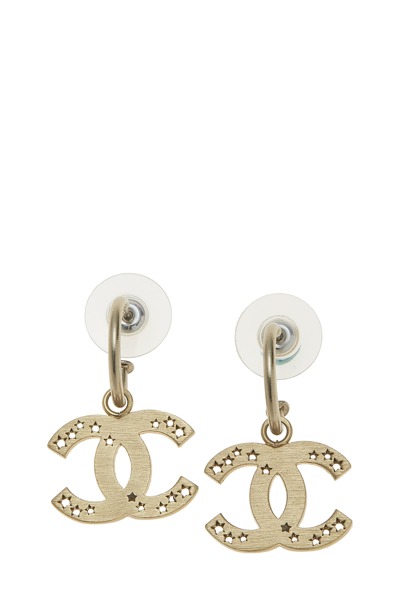 Pre-owned Chanel Gold 'cc' Star Dangle Earrings