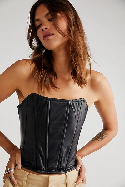 Understated Leather Louise Bustier In Black