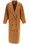 Loulou Studio Brown Borneo Double-breasted Wool Midi Coat In Brown