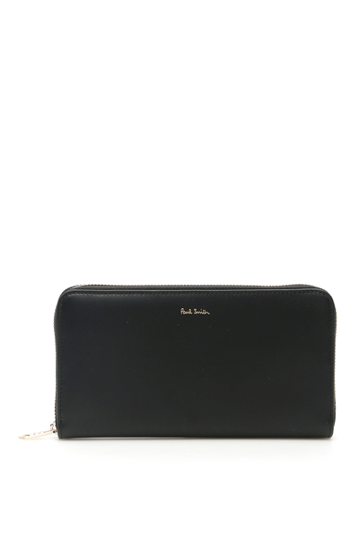 Paul Smith Leather Zip Around Wallet In Black