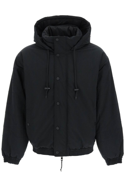 Msgm Ripstop Jacket With Logo Embroidery In Black
