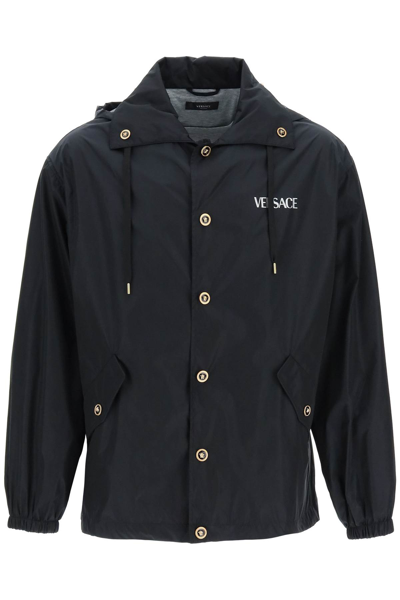Versace Light Windbreaker Jacket With Medusa Buttons In Black