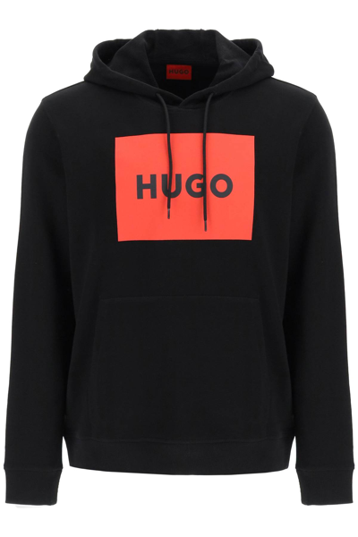 Hugo Logo-print Detail Hoodie In Black