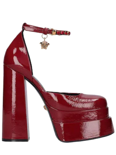 Versace Women's Ankle Strap Platform High Heel Sandals In Red