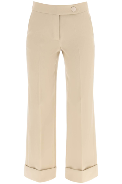 Lanvin Mid-rise Cropped Wool Trousers In Multi-colored