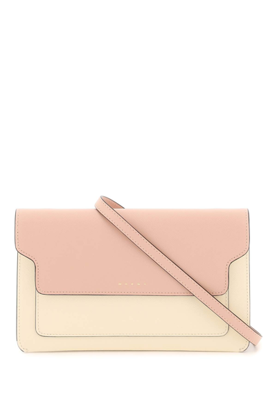Marni Trunk Pouch With Shoulder Strap In Pink,white