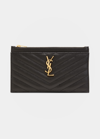 SAINT LAURENT YSL MONOGRAM SMALL ZIPTOP BILL POUCH IN GRAINED LEATHER