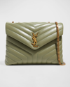 Saint Laurent Loulou Medium Calf Flap-top Shoulder Bag In Light Sage