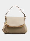 Tom Ford Jennifer Medium Grained Leather Shoulder Bag In Silk Taupe