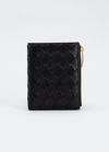 Bottega Veneta Intrecciato Zip Napa Bifold Wallet In Black/gold