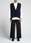 Eskandar Deep-v Cashmere Vest In Navy