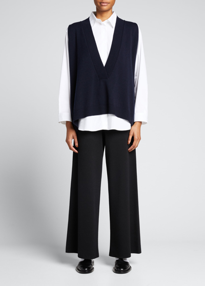 Eskandar Deep-v Cashmere Vest In Navy