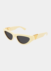 Bottega Veneta Inverted Triangle Acetate Cat-eye Sunglasses In Shiny Yellow