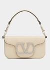 Valentino Garavani Loco Small Vlogo Lambskin Shoulder Bag In Ivory