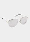Saint Laurent Mirrored Metal 61mm Navigator Sunglasses In Silver