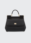 Dolce & Gabbana Sicily Medium Calf Leather Satchel Bag In Black