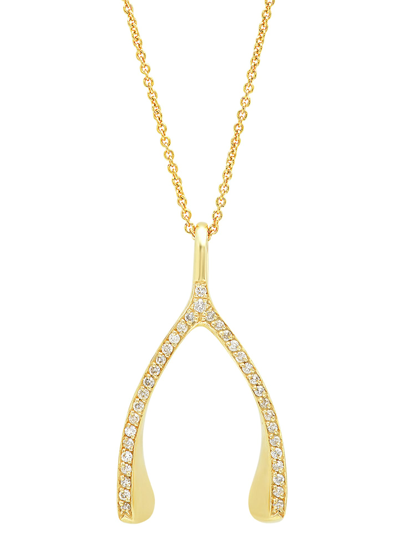 Jennifer Meyer 18k Yellow Gold Diamond Wishbone Necklace