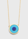 Jennifer Meyer 18k Yellow Gold & Turquoise With Lapis Center Mini Evil Eye Necklace In Yg
