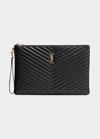 SAINT LAURENT YSL MONOGRAM LARGE POUCH IN SMOOTH LEATHER
